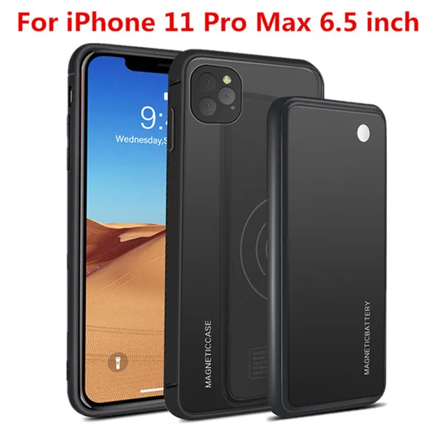 Black for 11 Pro Max Беспроводной зарядный Магнитный чехол для аккумулятора s для iPhone 11 Pro Max power Bank чехол для iPhone 11 Pro/11 запасная крышка для зарядного устройства - Цвет: Black for 11 Pro Max