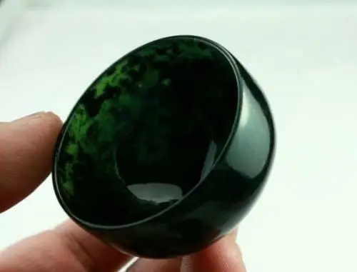 Chinese natural dark green jade bowl 5
