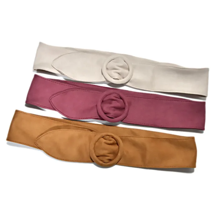 Женские тканевые ремни чистого цвета с круглым поясом с пряжкой для брюк джинсовые платья-OPK