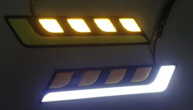 2 шт. Led Cob Противотуманные белые лампы, светильник, лампа с сигналом поворота для автомобиля, дневные ходовые гибкие мягкие трубки, направляющие водонепроницаемые полосы# YL1