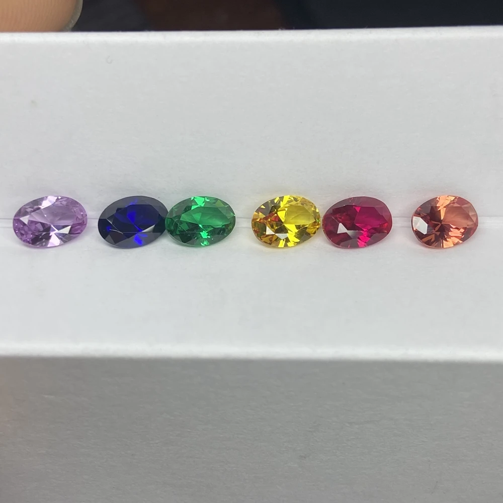 Meisidian 5A Quality 5x7mm Oval Cut Fancy Color Lab Sapphire Rainbow Gemstnoe