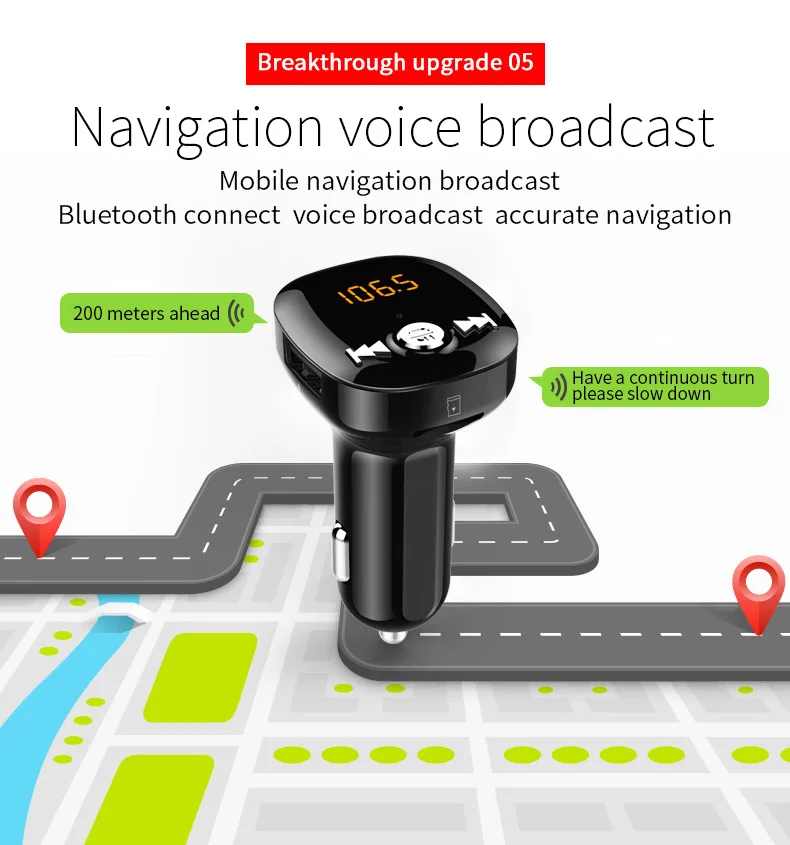 Стиль двойной USB Bluetooth 4,2 Bluetooth Hands-free автомобильный комплект MP3 FM громкой телефон Поддержка карты ридер USB привод BC40