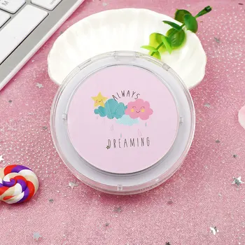 

Portable Mini LED Lightweight Makeup Mirror Cute Circle Shape USB Rechargeable Handheld Cosmetic Mirror Makeup Tool