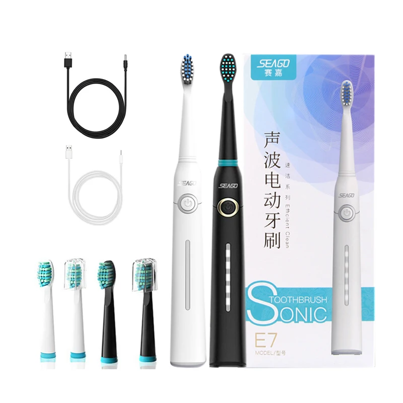 Seago Acoustic Wave Electric Toothbrush Ultra Sonic Vibration 5 Modes Powerful Clean Teeth Whitening 1 Handle 3 Heads Seago Acoustic Wave Electric Toothbrush Ultra Sonic Vibration 5 Modes Powerful Clean Teeth Whitening 1 Handle 3 Heads