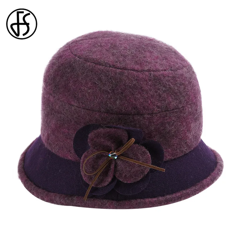 FS осенне зимние теплые шапки для элегантных женщин модная шерстяная фетровая