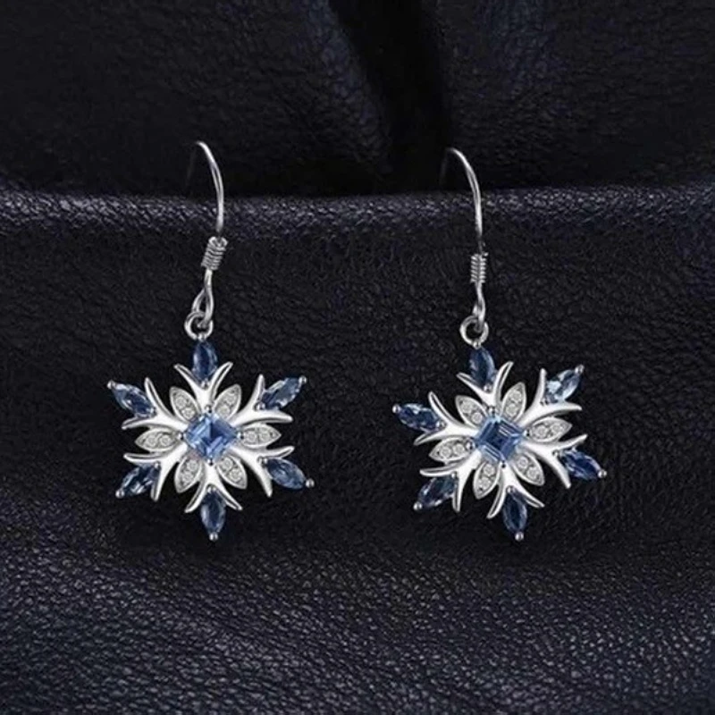 Flower Earrings Christmas Snowflake Ladies Santa Snowflake