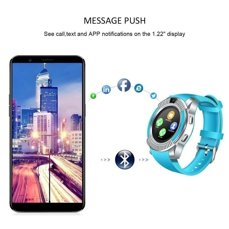Новинка V8 Bluetooth Смарт-часы спортивные фитнес-трекер sd-карта sim-карта Smartwatch телефонный Шагомер монитор сна