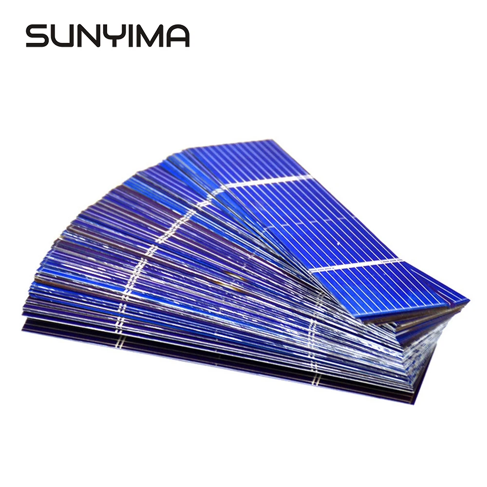 

SUNYIMA 50Pcs 0.25W 76x19mm Solar Panel Kit Polycrystalline Poly DIY Solar Cells