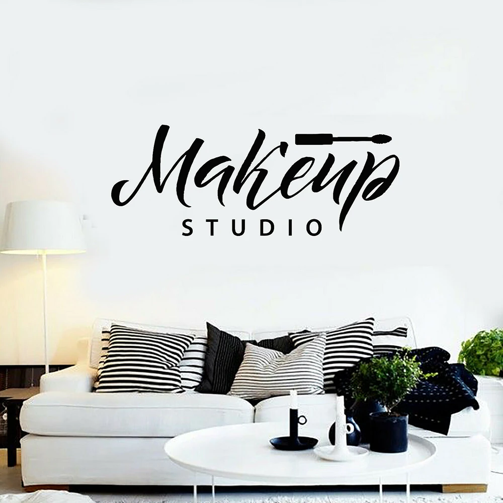 Makeup Studio Wall Stickers Cosmetics Vinyl Wallpaper Removable Window Decoration For Girls Shop Sign Posters Art Decals | Дом и сад