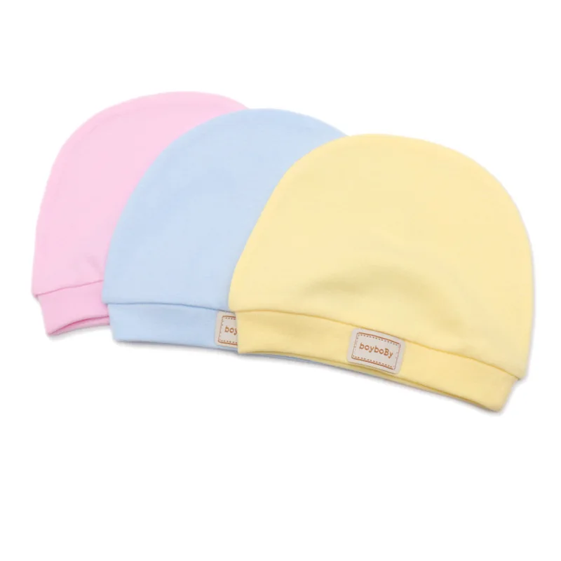 

0-6M Newborn Baby Hat Cotton Solid Caps Toddler Boy Girl Infant Beanie Hat Spring Autumn Winter Children's Hats Newborn Caps
