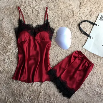 

Sexy Sleepwear Women Home Clothes Summer Shorts Pajamas Set Sexy Satin Lingerie Nightgown Strap Sexy Solid Pajamas Bath Robe