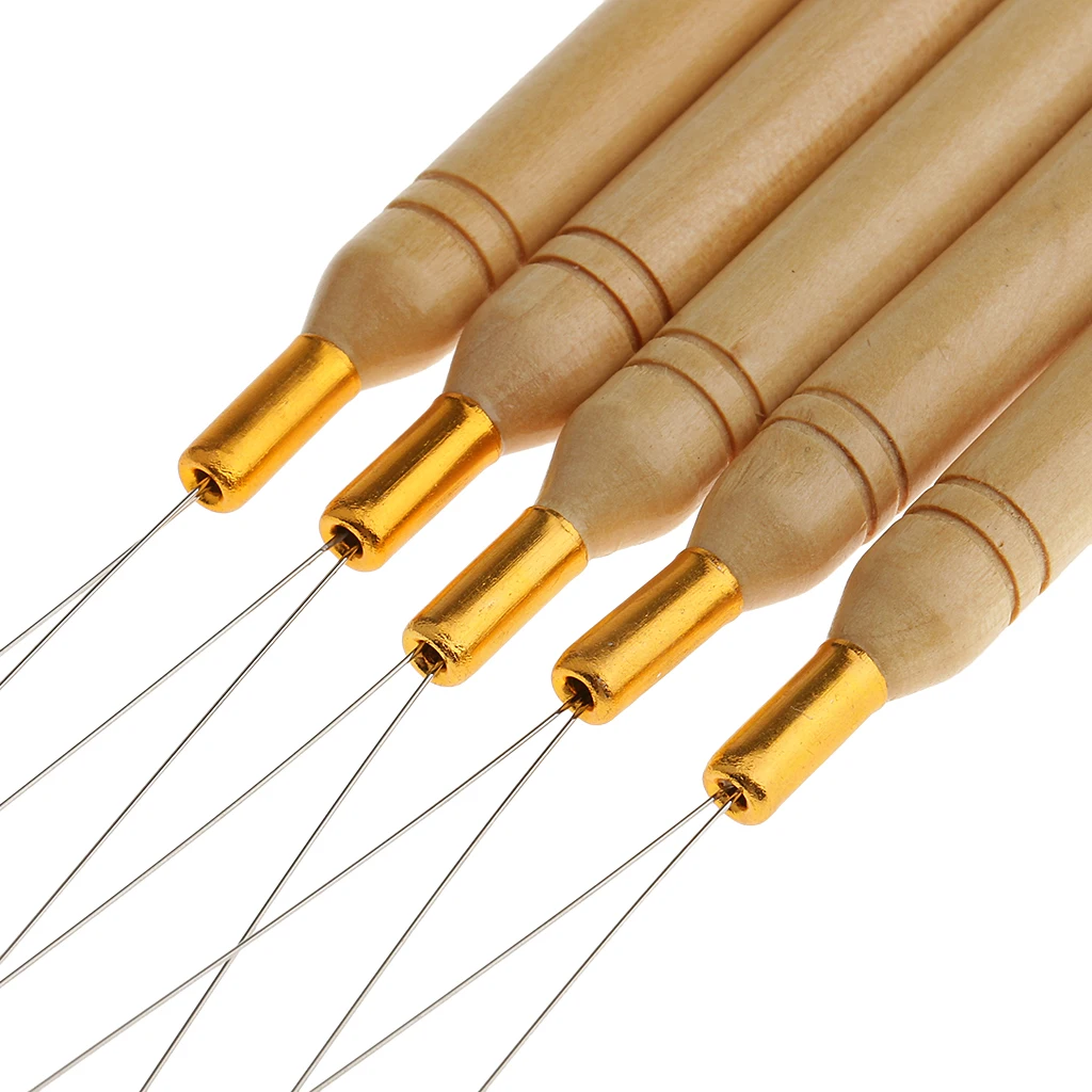 5 Pieces Professional 5Pcs Micro Rings Wooden Handle Loop Needle Extension Hook Threader Tools Set 5 Pieces Professional 5Pcs Micro Rings Wooden Handle Loop Needle Extension Hook Threader Tools Set