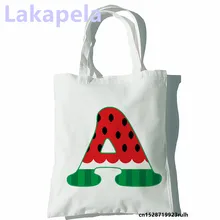 

Shopping Bags Watermelon Alphabet Fashion Funny Shopper Foldable Handbag Large Capacity Tote Bag Handbags Harajuku Shoulder Bags