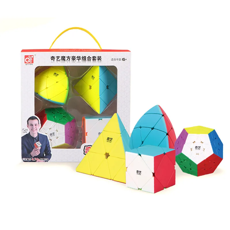 4 шт./компл. Qiyi подарочный набор из магических кубов, 2x2x2, 3x3x3, 4x4x4, 5x5x5 Треугольники Додекаэдр Mastermorphix Скорость Головоломка Детские игрушки для взрослых - Цвет: 04