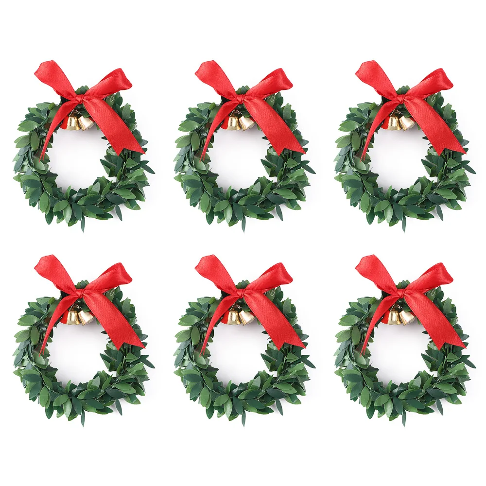 Christmas Candle Ring Garland Bells Decorations Artificial Flower Xmas