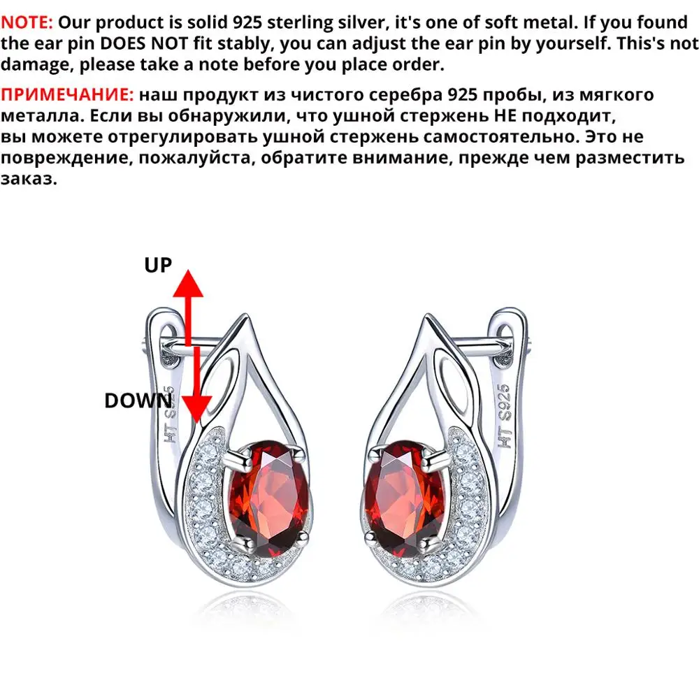Hutang Гранат Серьги натуральный драгоценный камень циркон Твердые 925 пробы серебряные ювелирные изделия для женщин девушки лучший подарок