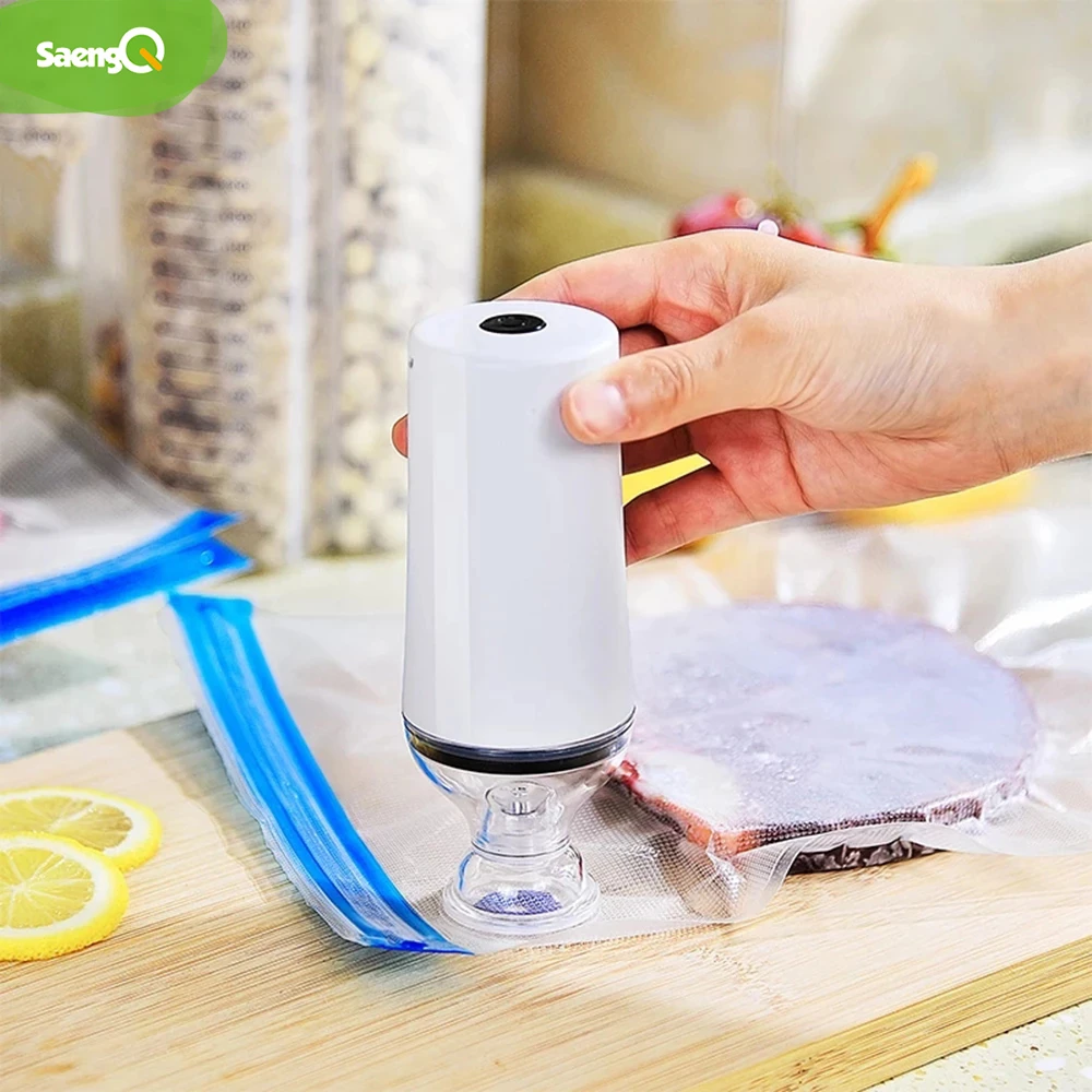 Saengq Handheld Food Vacuum Sealer Packaging Machine Film Container Usb