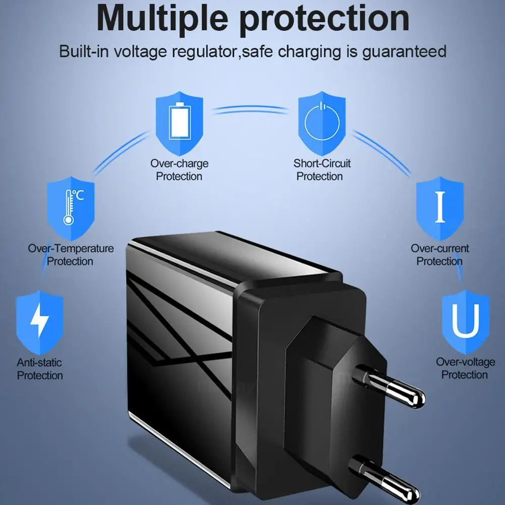 3USB порта зарядное устройство адаптер светодиодный дисплей ЕС вилка Макс 3.0A умная