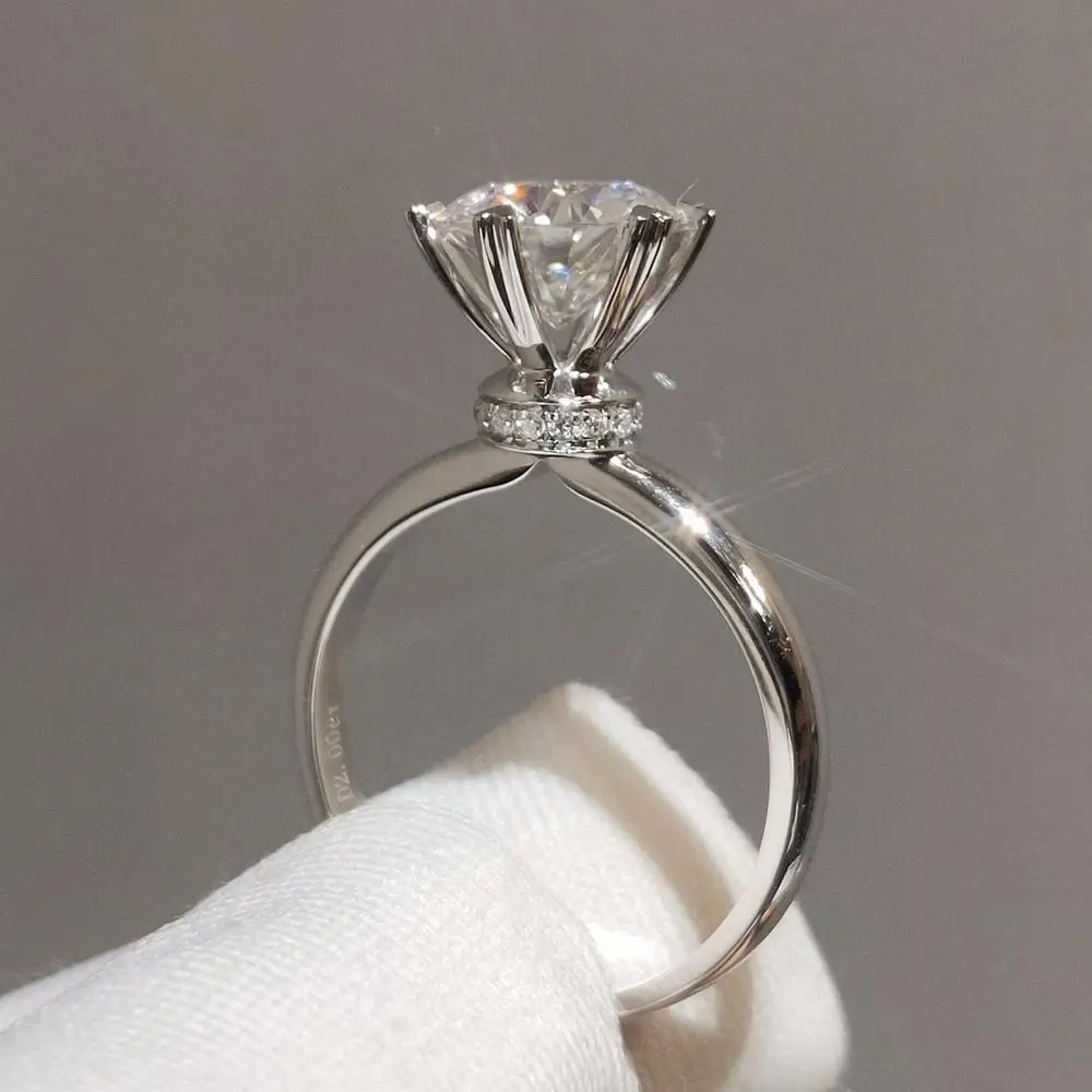 Женское Обручальное кольцо Solitaire обручальное из стерлингового серебра 925 пробы с бриллиантами и фианитами