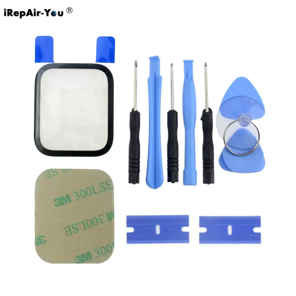 

Front Screen Glass Lens For Apple Watch Series 4 40mm 44mm LCD Touch Outer Glass Panel+Blade+3M Adhesive Sticker Repair Kits