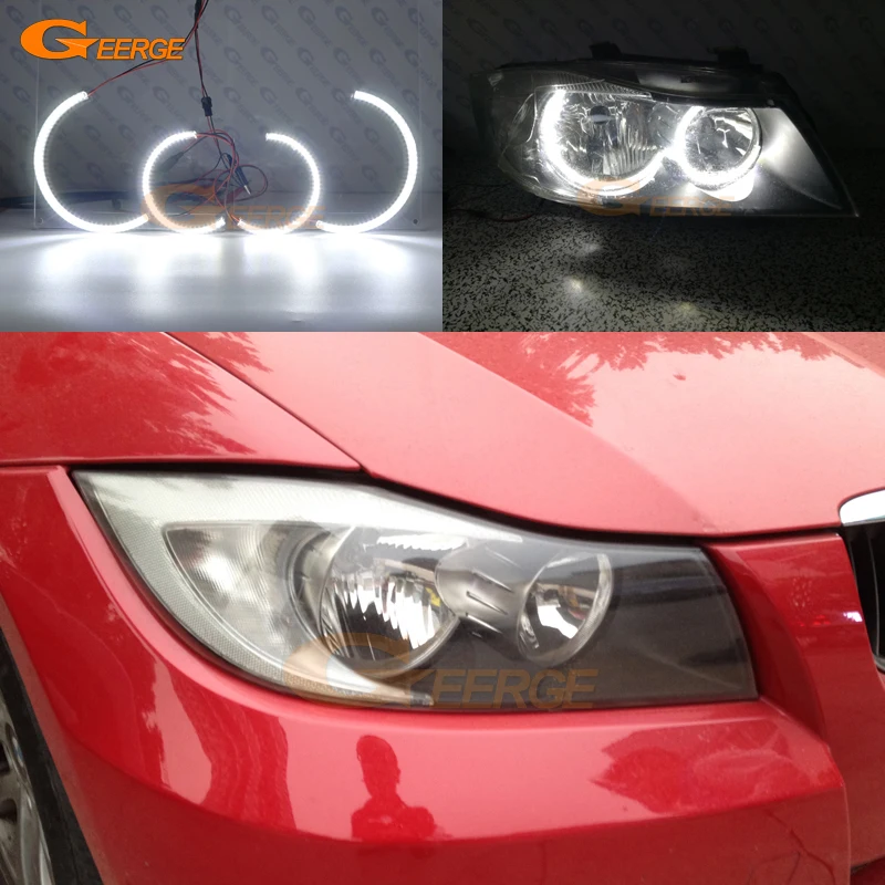 

For BMW 3 Series E90 E91 330i 325i 335i 2005-2008 Halogen headlight Ultra bright C-Shape Style smd led Angel Eyes Car styling