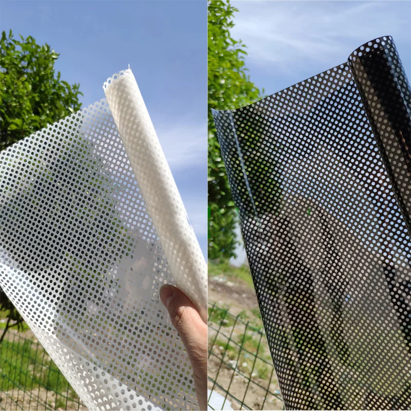 Adhesive Black/White Mesh Glass Paste Window Office Glass Sticker Translucent Window Semi-Transparent Anti-Collision/Explosion