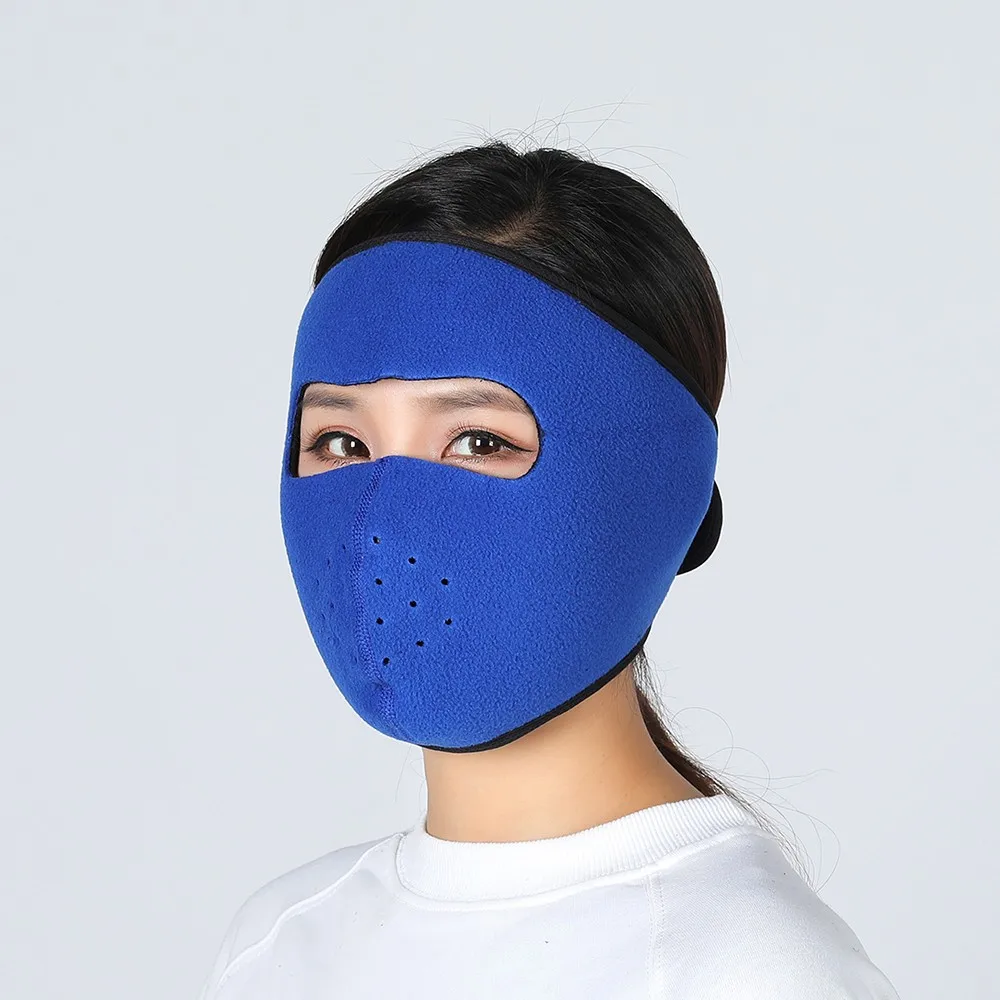 Зимняя теплая маска, флисовые наушники для верховой езды, катания на лыжах, сноуборде, велосипеде, велосипедная маска, ветрозащитная Спортивная маска для лица - Цвет: Blue