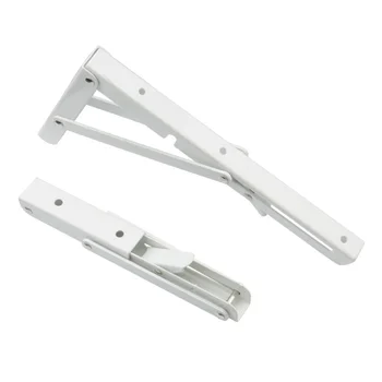 

10 inch Triangular Steel Bracket Foldable Wall Mounted Support Durable Bearing Shelf Bracket (White)
