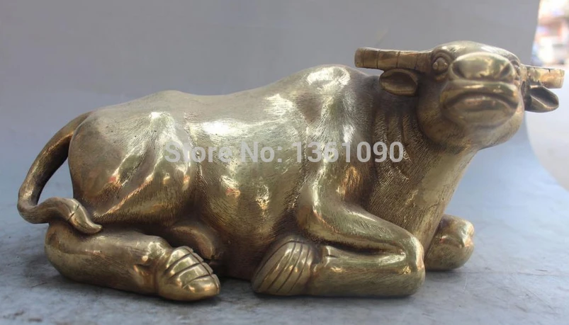 00504 10&quot Marked Chinese Bronze Auspicious Animal cattle ox moo-cow Bull Oxen Statue (A0414) | Дом и сад