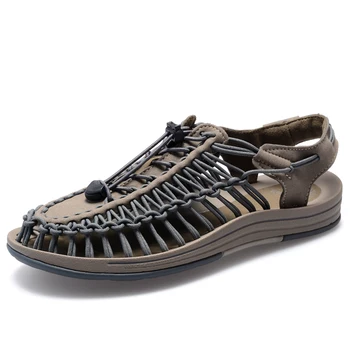 

Summer Sandals Men Quality Black Gray Man Flat Walking Beach Sandals Casual Non-slip Male Sandals Black Footwear Plus Size