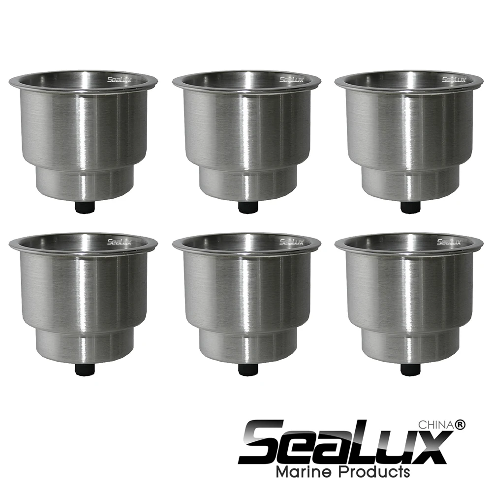 Sealux 6 pcs Marine Stainless Steel Cup Drink Holder Mount Cup Drink Holder For Boat Car RV Camping Yacht Fishing 4pcs 304 stainless steel cup drink holder mount recessed for boat car truck camping ashtray holder water bottle holder