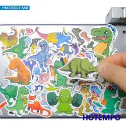50 Uds dinosaurios divertidos dibujos animados lindo Dino Animal diario álbum de recortes teléfono portátil pegatinas para niños juguetes portátil equipaje bicicleta pegatina