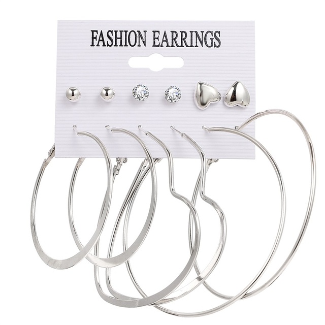 Fashion Women's Earrings Set Pearl Hoop Earrings For Women 2021 Bohemian Geometric Big Circle Gold Star Heart Earring Jewelry
