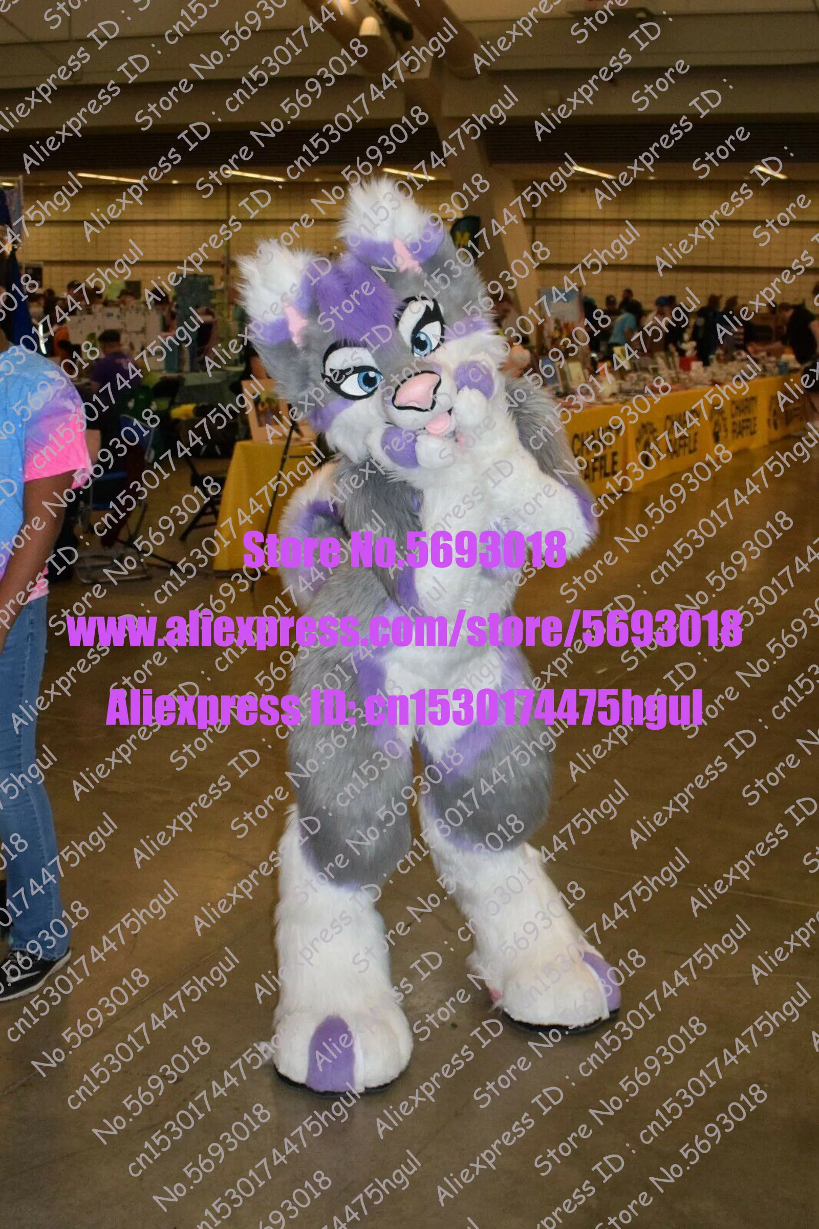 Hallween Birthday Party for Girl Long Fur Gray Husky Dog Fursuit Furry Mascot Costume Animal Cosplay Parade Outdoor Outfit | Тематическая
