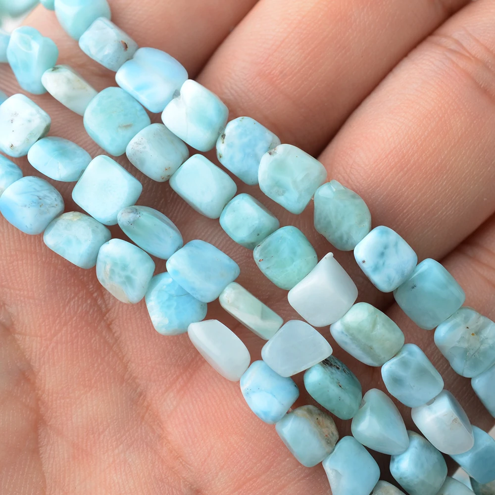 5-6mm Natural Larimar Nugget Stone Beads 15