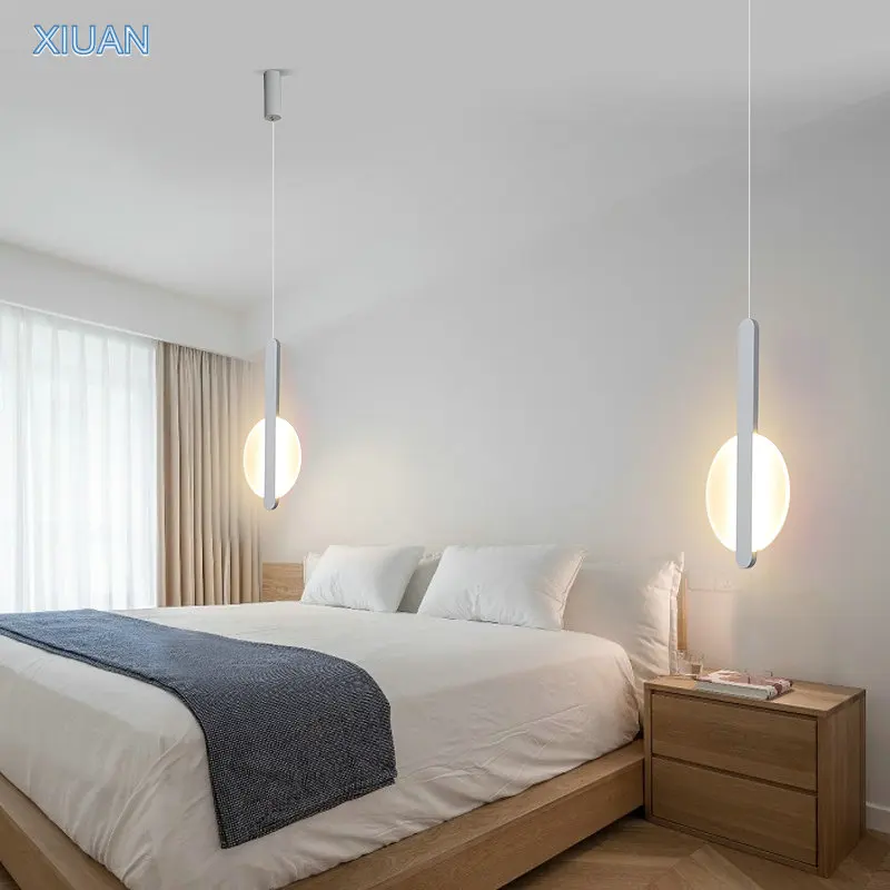 Modern Scandinavian High Ceiling LED Pendant Lamp for Bedside Living Room Lighting Long Cable Suspension Luminaire Design