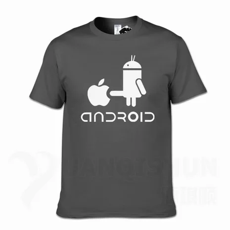 YUANQISHUN Creative Design Spoof Android Robot Funny Print Men's T Shirt New Cotton O-Neck Casual Tshirt Humor Top Tee