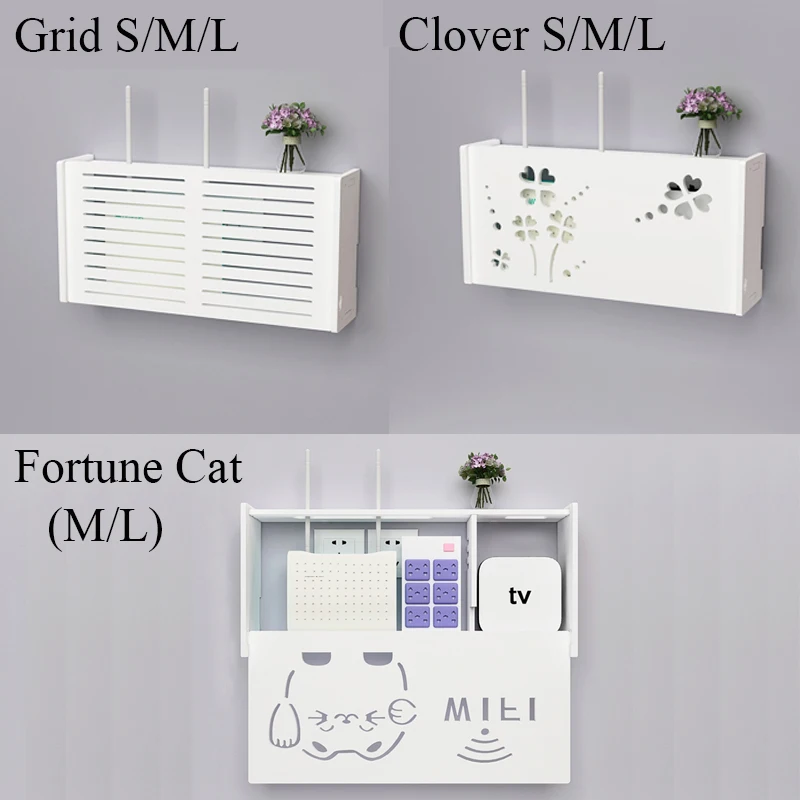 Креативный настенный Wi-Fi роутер Коробка Для Хранения ПВХ панель подвесная розетка для модема кабель блок питания органайзер для хранения Kitty коробка с принтом