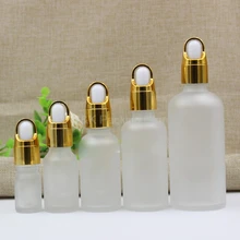 5 ml, 10 ml, 15 ml, 20 ml, 30 ml, 50 ml, 100ml חלבית ברור זכוכית בקבוקים, ריק בקבוקי שמן, זהב סל טפטפת, לבן גומי(China)