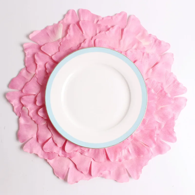 

1PC Country Romantic Ginkgo Biloba Flower Petals Shape Table Mat Placemat for Wedding Party Kitchen Decor Coasters Purple Pink