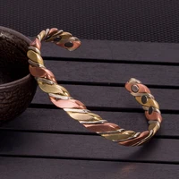 Vinterly Twisted Copper Bracelets for Women Rose Gold-color Health Energy Magnetic Copper Adjustable Cuff Bracelets & Bangles 1