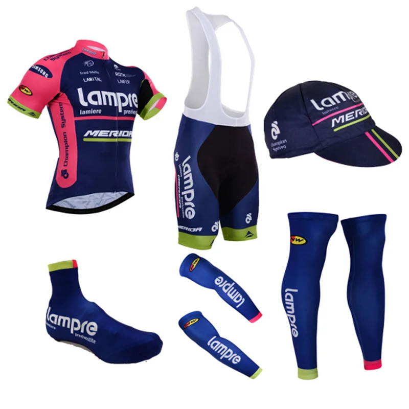 

Lampre Pro 2018 6 Pieces short sleeve Cycling Jersey Full set dry fast team Bahrain mda Ropa Ciclismo Ropa bicycle clothing