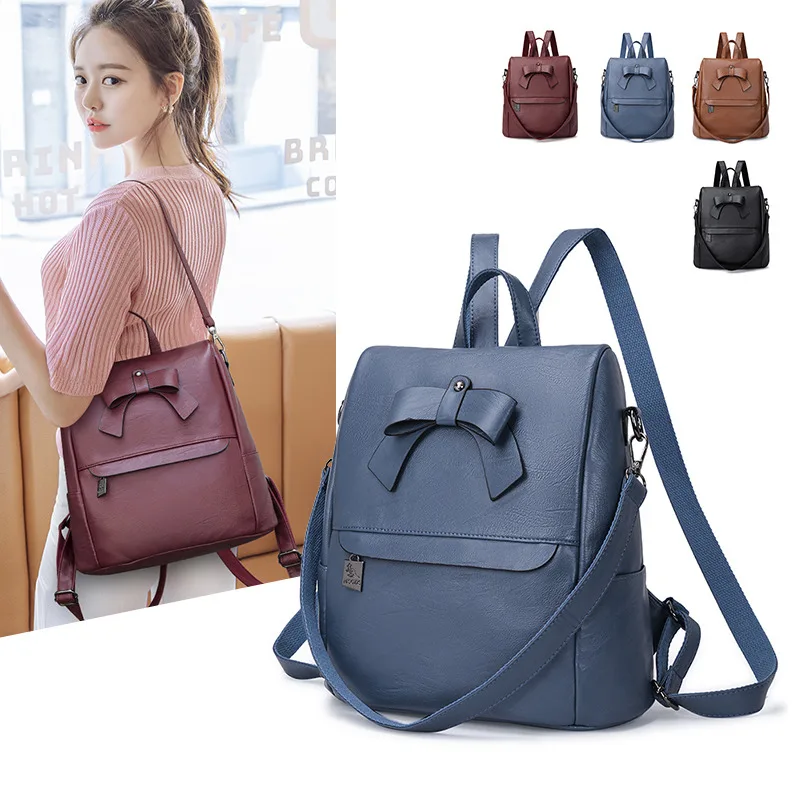 

Anti Theft Leather Women Backpack Preppy Style School Backpack for Teenage Girl Multifunction Travel Shoulder Bagpack Mochilas