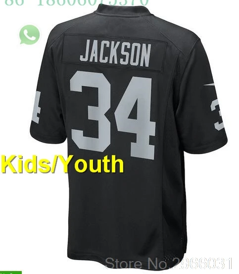 Даллас А+++ качество Дети молодежи 24 marshawn lynch 52 khalil mack 89 amari cooper 4 Дерек Карр Бо Джексон 34 Джерси - Цвет: for kids youth