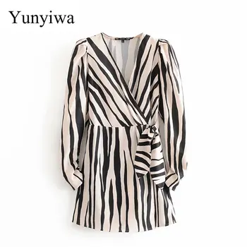 

2020 Women's New Style Bow Detail Print Dress Women Sexy Dresses Midi Elegant Clothes Club Vestidos