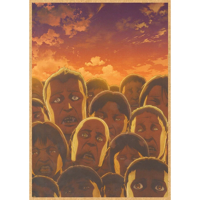 Attack on Titan Anime Poster Decor For Home Posters Room Wall Pictur Kraft Paper Retro And Prints Art Bar Cafe Stickers 36