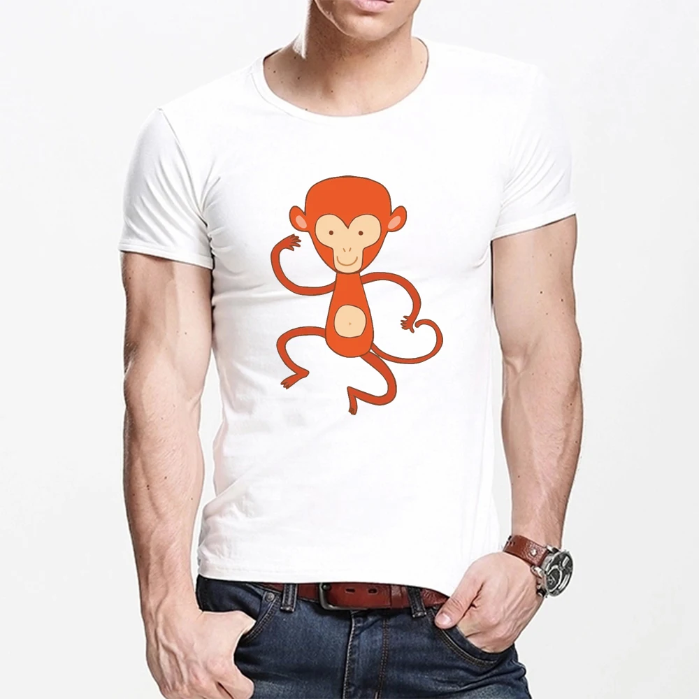 

MOUNTSHARP Summer T Shirt Men Harajuku Lovely little monkey Funny Print Tee Tops Short Sleeve male T Shirt Casual male Clothes