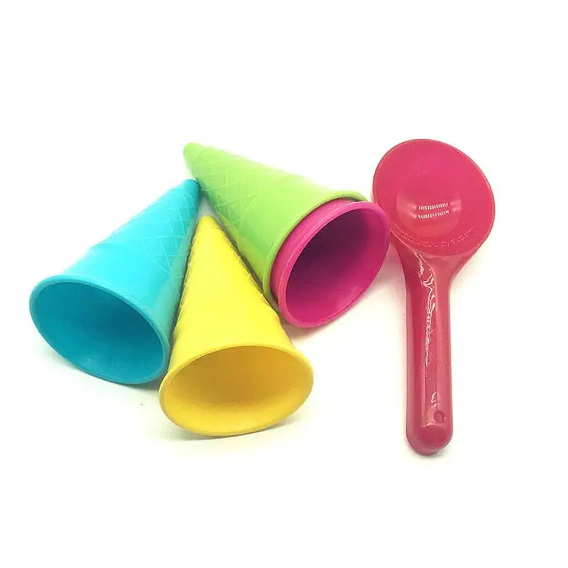 Colorful Ice Cream Cones Spoon Set Mould Outdoor Beach Pretend Play Sand FunCY57 