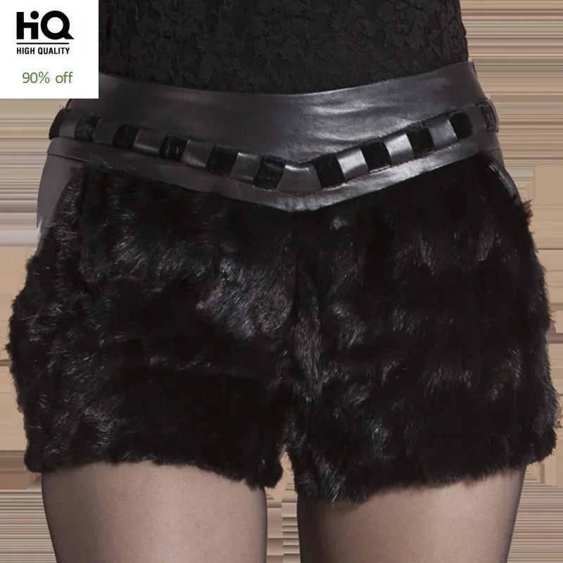 Nertsen Haar Down Lederen Shorts Voor Vrouwen Designer Hoge Kwaliteit Schapenvacht Wrap Slim Korte Mujer Office Dames Lederen Korte Broek