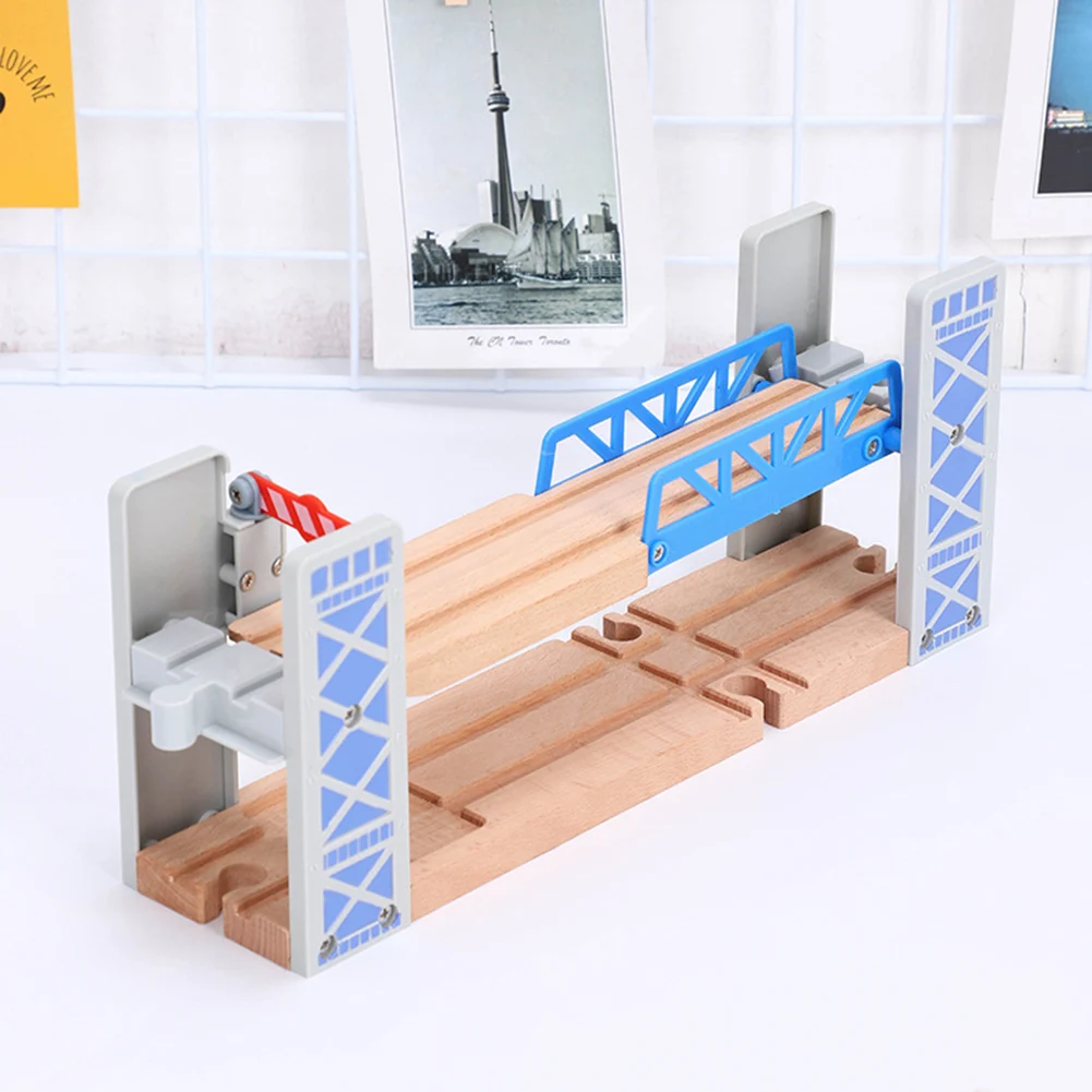 Деревянные двухэтажные мостовые эстакады игрушка DIY поезд треки железнодорожная сцена аксессуар детские развивающие игрушки для детей подарок